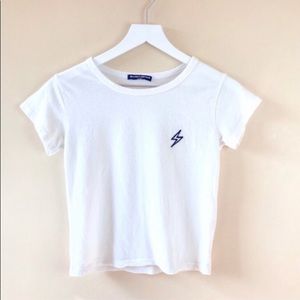 Brandy Melville Lightning White Cropped Tee